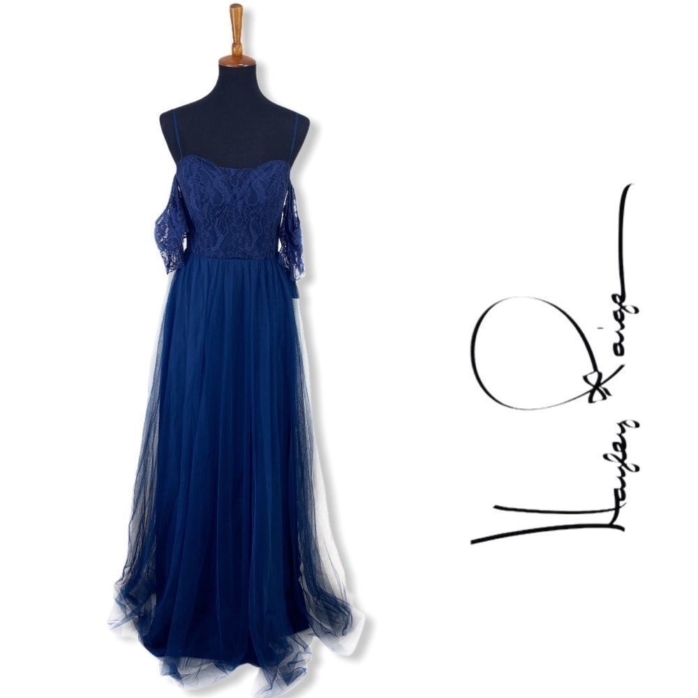 Hayley Paige Occasions Dark Blue Gown